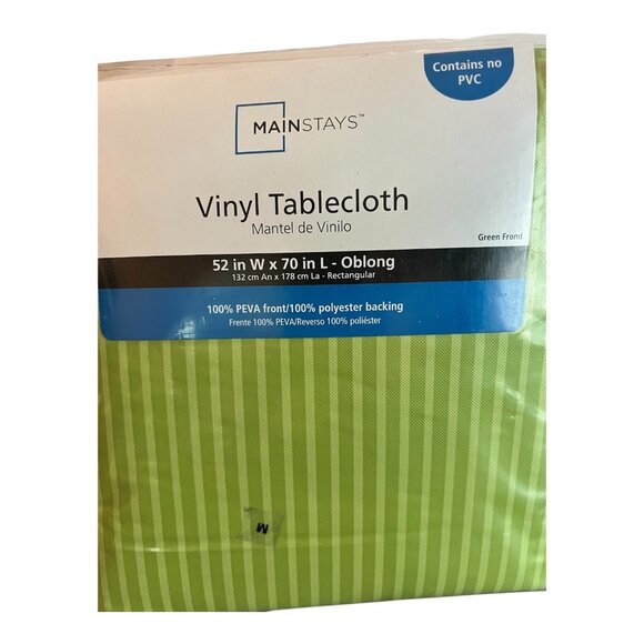 Mainstays Vinyl Tablecloth Green Frond 52In X 70In PEVA Front Polyester Backing - Picture 3 of 3